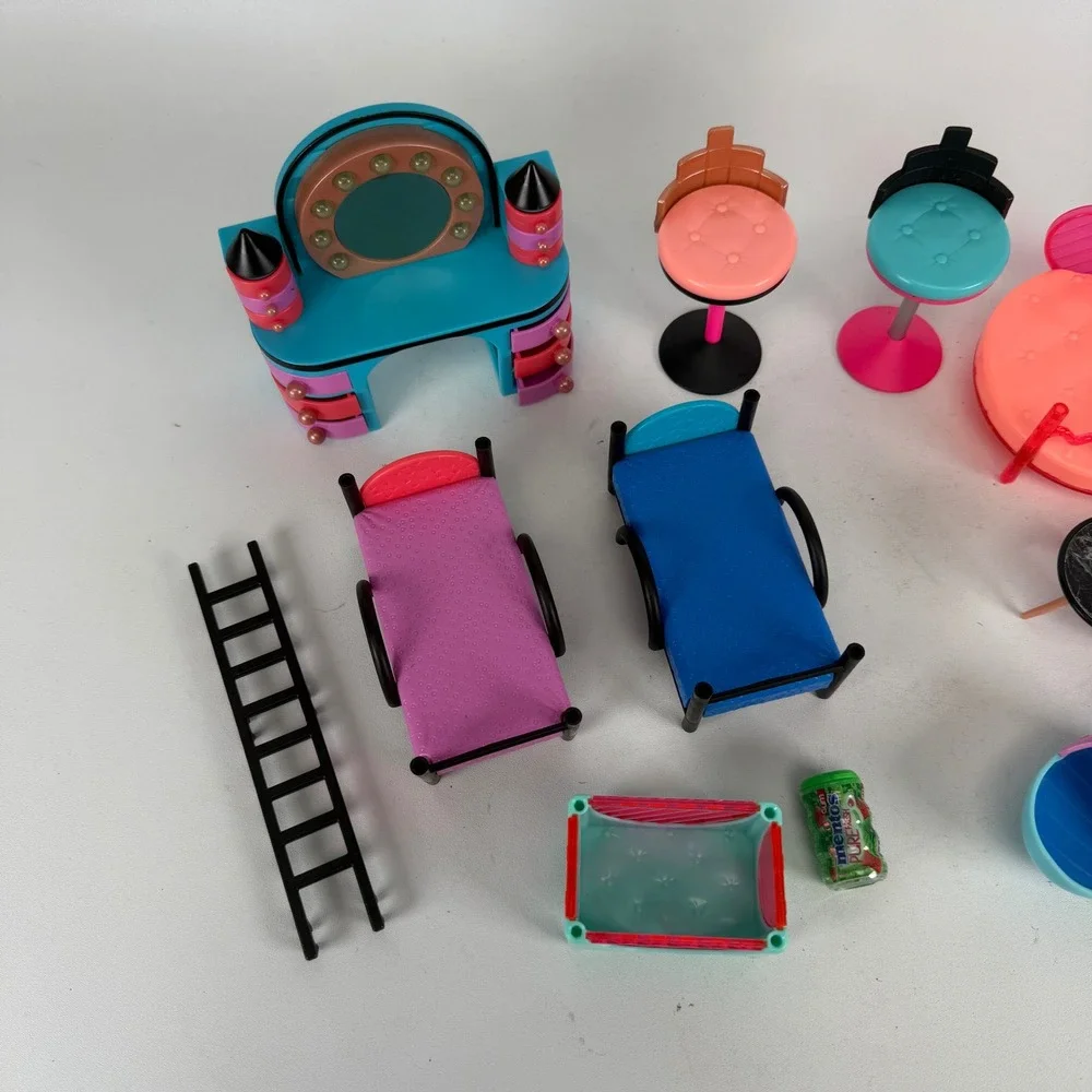 LOL Surprise Dollhouse Furniture Lot 11pc Vanity Beds Stools Accessories MGA